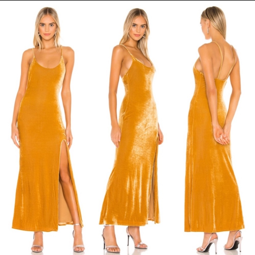 LOVERS + FRIENDS LINA GOLDEN VELVET SUMMER DRESS